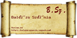 Balázs Szénia névjegykártya